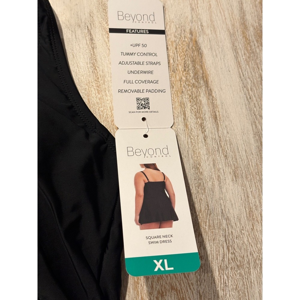 Beyond Control XL Square Neck Swim Dress Womens Black - Picture 6 of 8